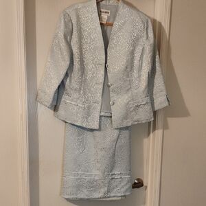 Elegant Light Blue Patterned Skirt Set